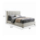 Soru Full Size Bed | Vertical Channel Tufted | White Boucle Upholstery