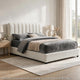 Soru Queen Size Bed | Vertical Channel Tufted | White Boucle Upholstery