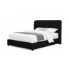 Inya King Size Bed | Shelter Padded Headboard | Black Boucle Upholstery