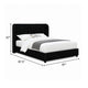 Inya King Size Bed | Shelter Padded Headboard | Black Boucle Upholstery