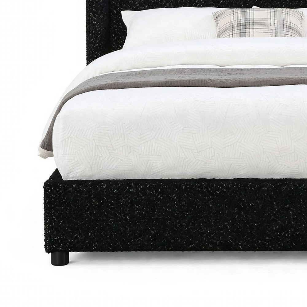 Inya Full Size Bed | Shelter Padded Headboard | Black Boucle Upholstery