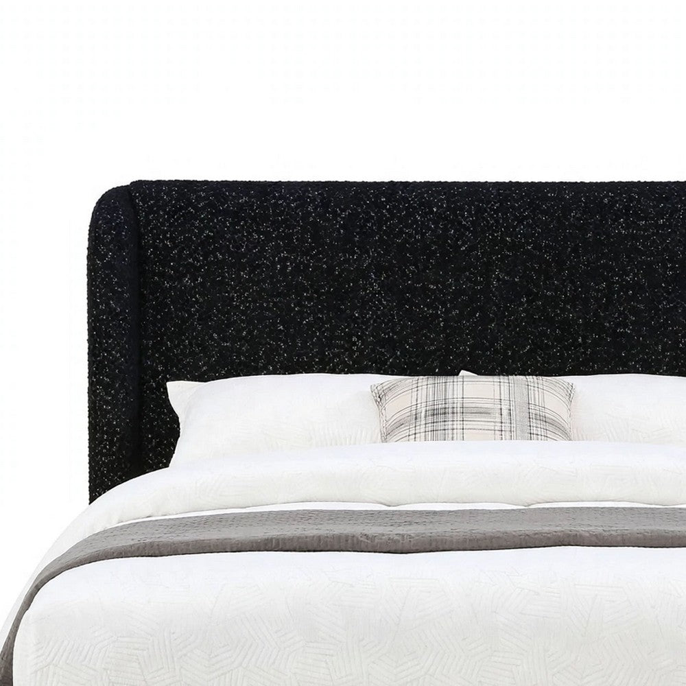 Inya Full Size Bed | Shelter Padded Headboard | Black Boucle Upholstery