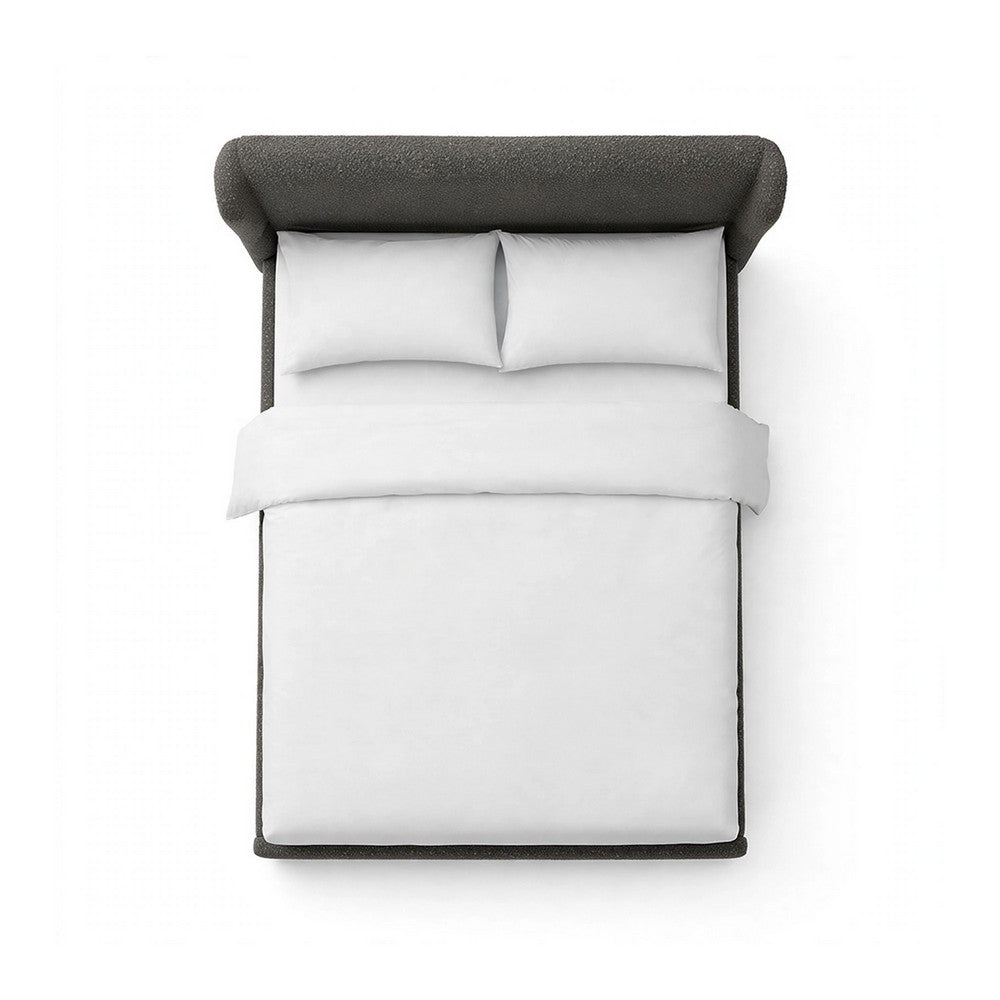 Inya Full Size Bed | Shelter Padded Headboard | Gray Boucle Upholstery