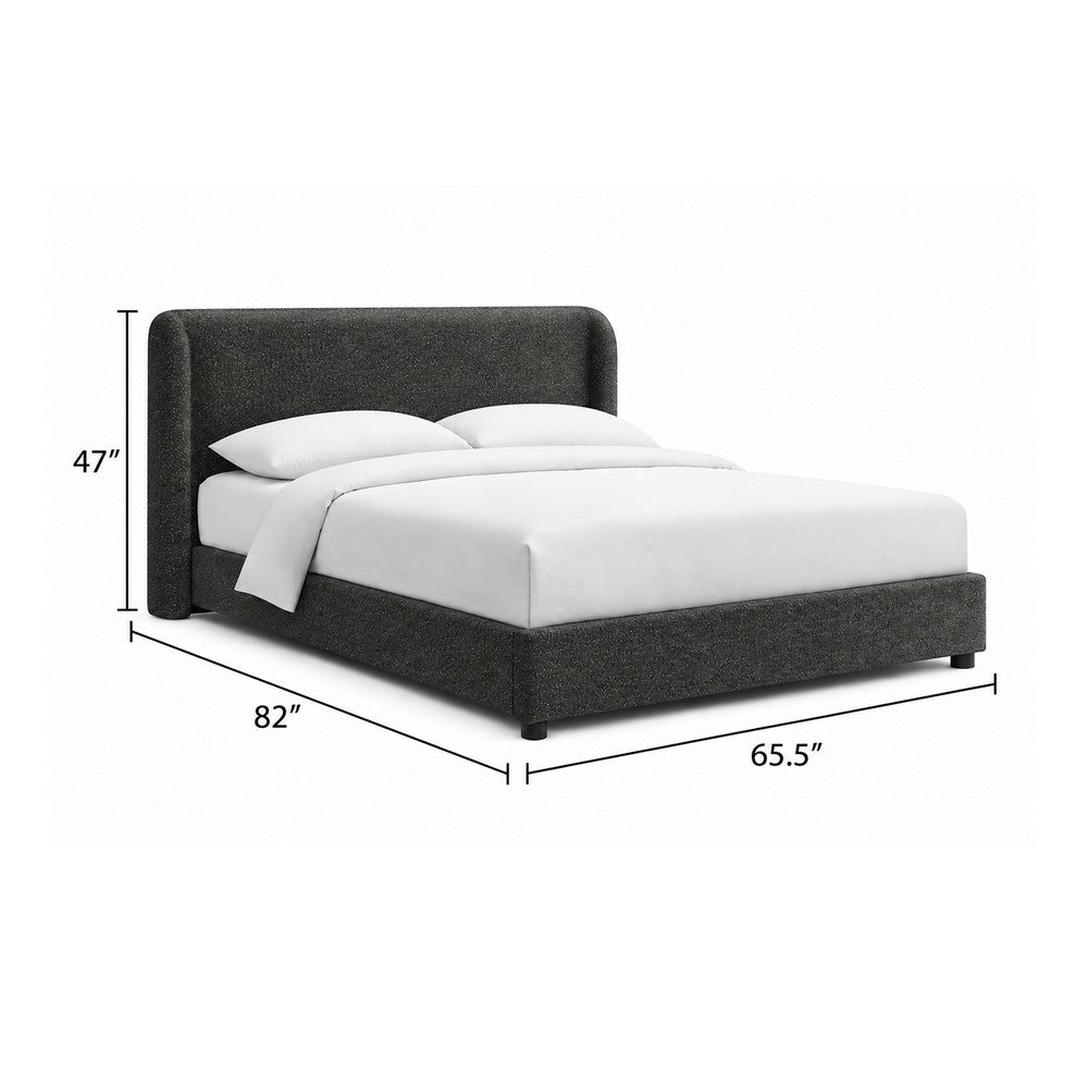 Inya Full Size Bed | Shelter Padded Headboard | Gray Boucle Upholstery
