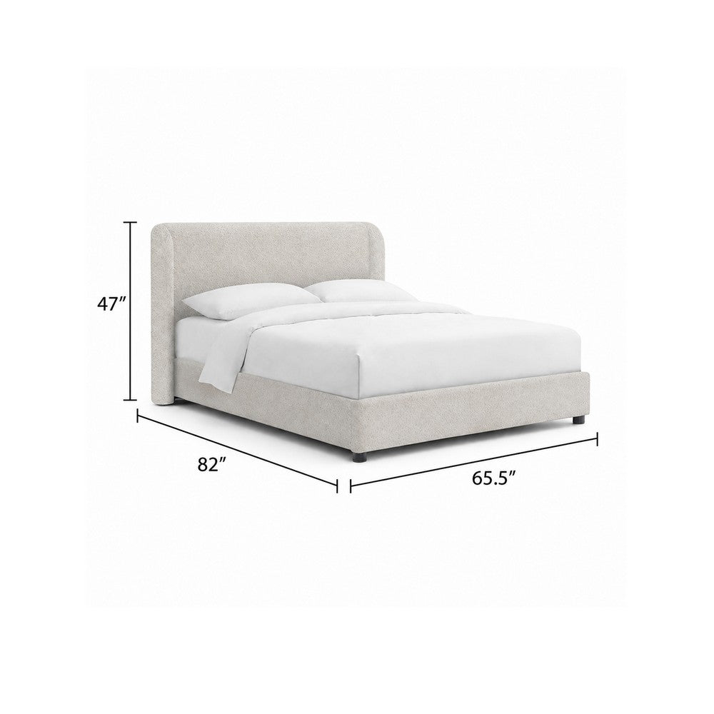 Inya Full Size Bed | Shelter Padded Headboard | White Boucle Upholstery
