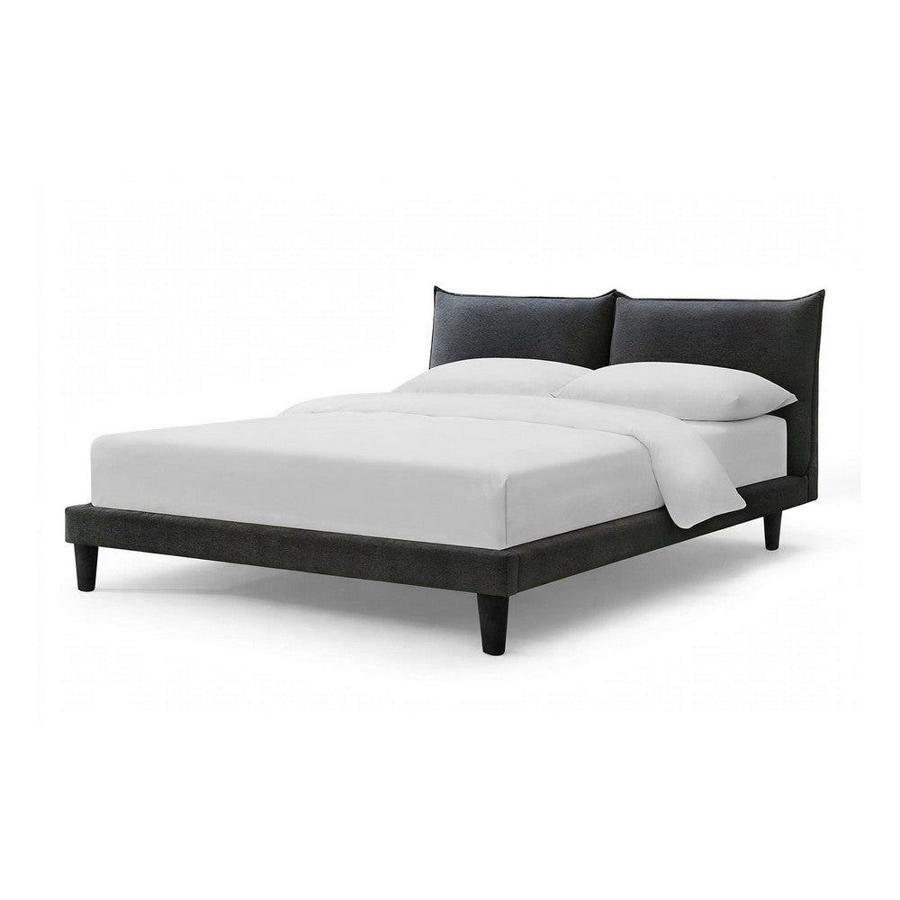 Veru King Size Bed | Dark Gray Chenille Upholstery | Pillow Top Headboard