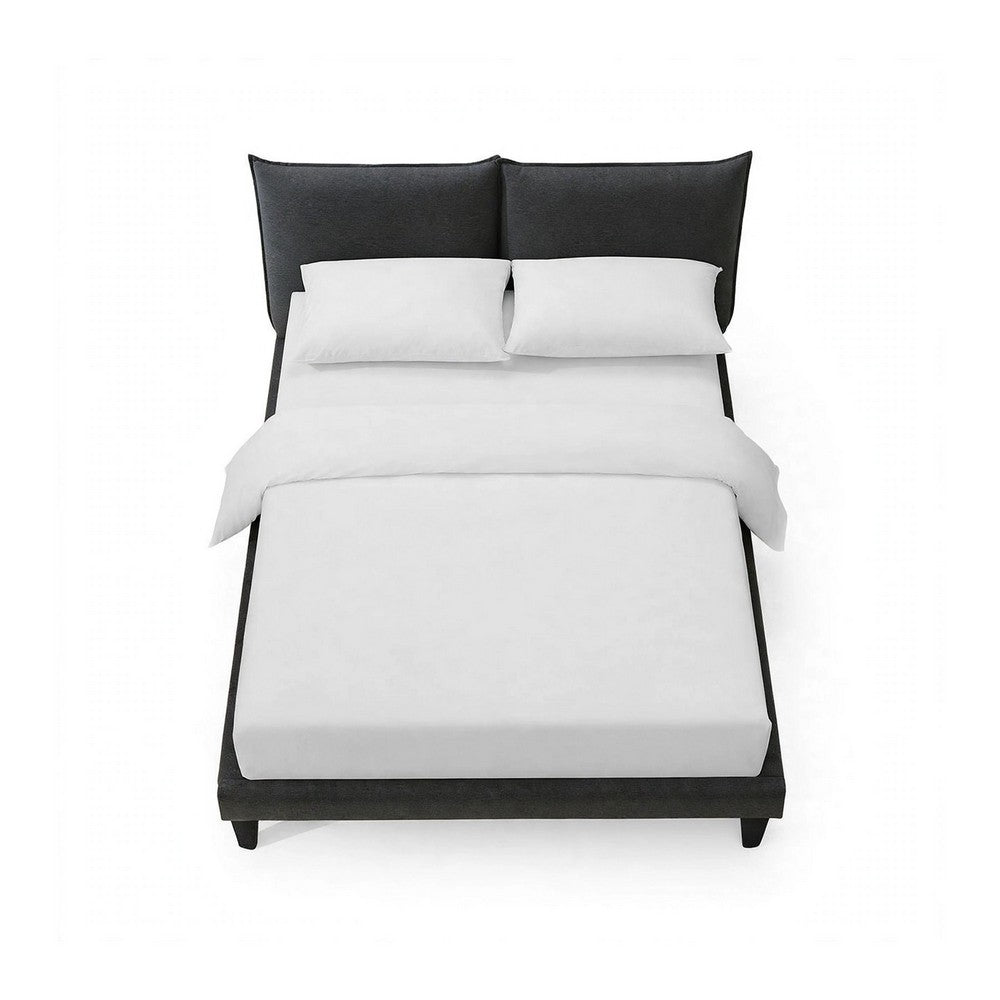 Veru King Size Bed | Dark Gray Chenille Upholstery | Pillow Top Headboard