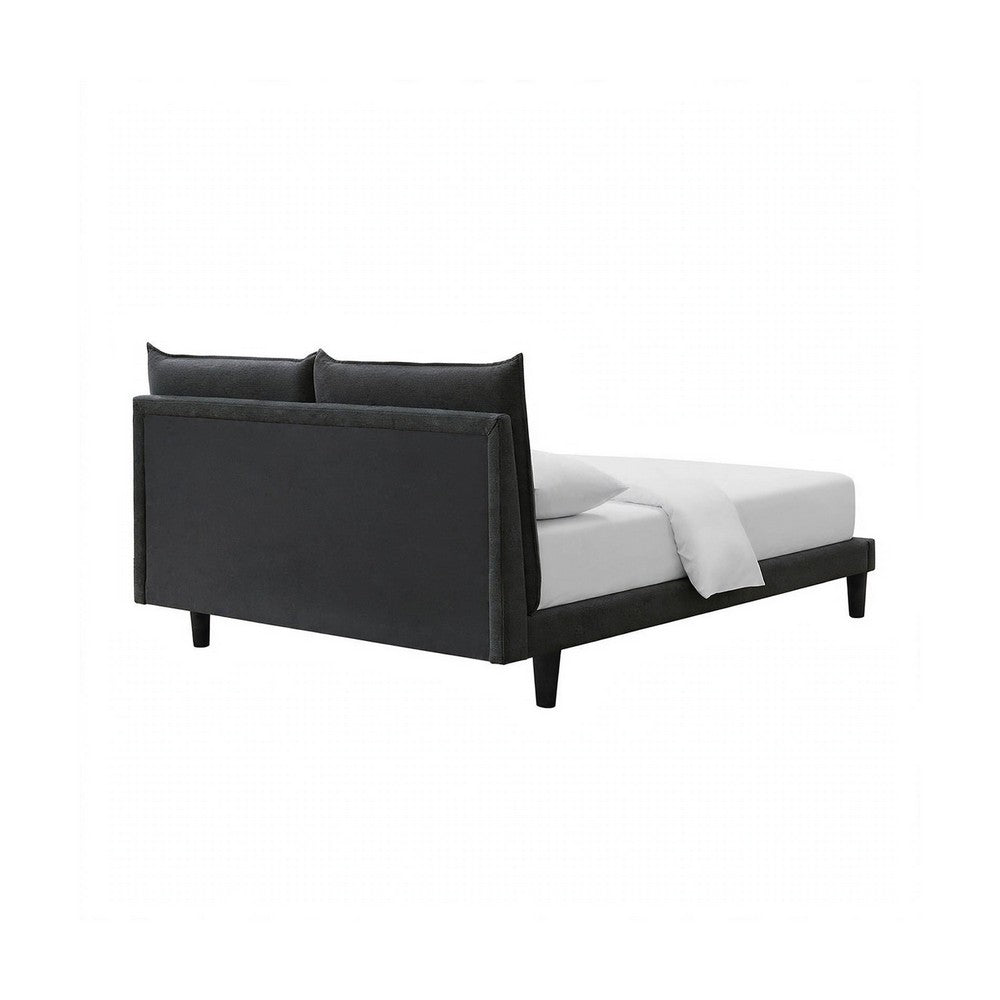 Veru King Size Bed | Dark Gray Chenille Upholstery | Pillow Top Headboard