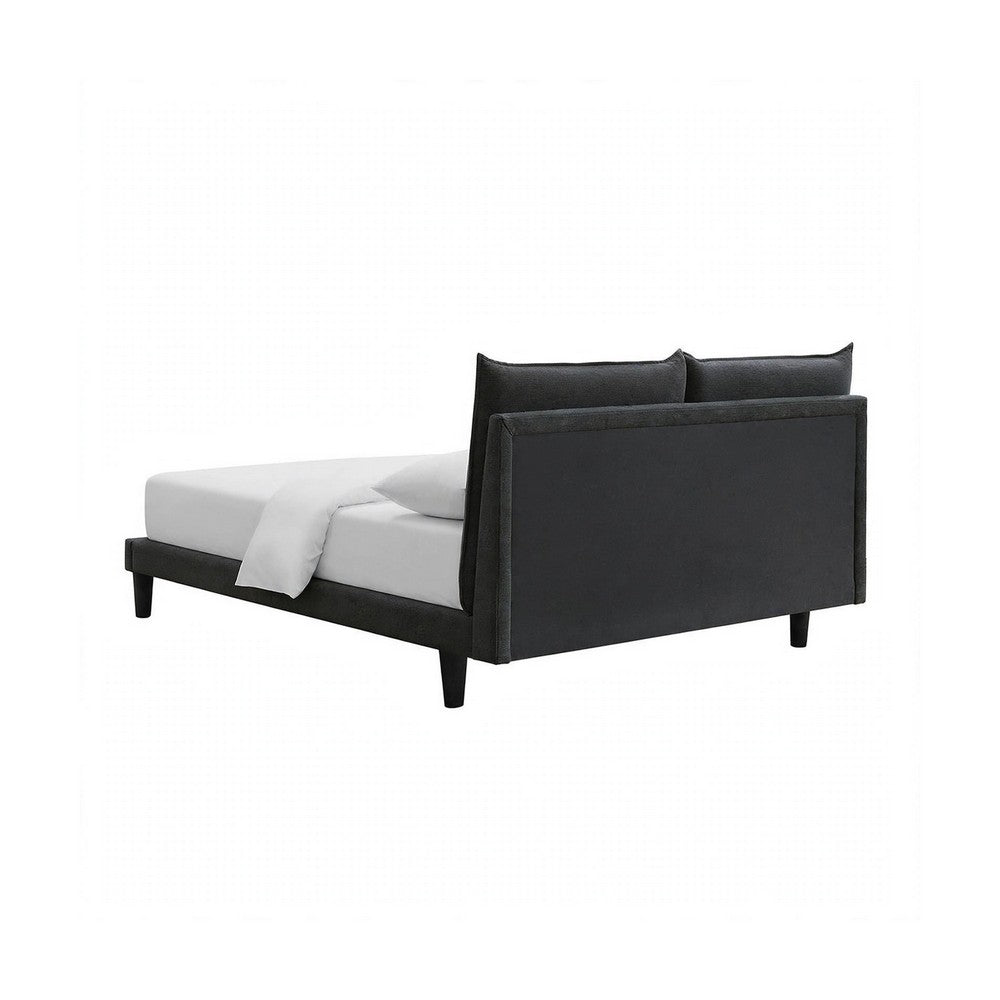 Veru King Size Bed | Dark Gray Chenille Upholstery | Pillow Top Headboard