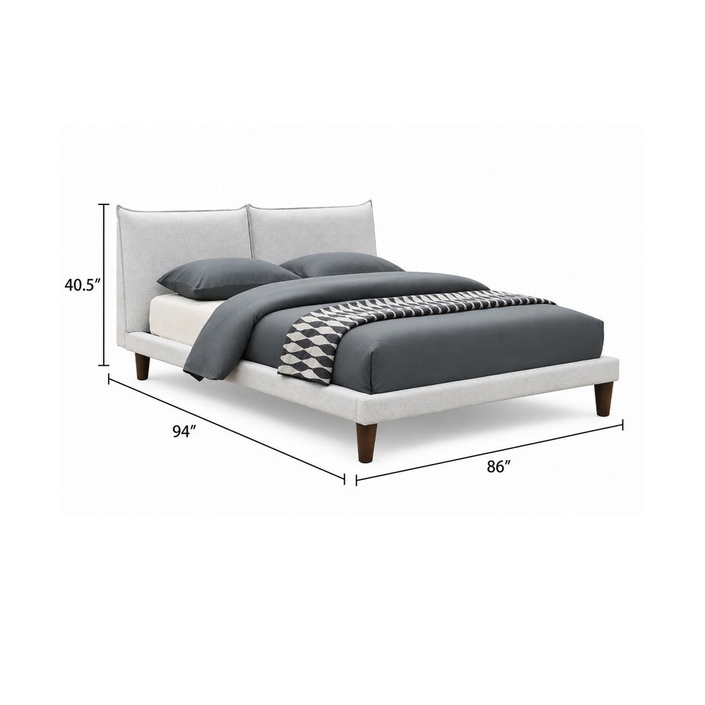 Veru King Size Bed | Light Gray Chenille Upholstery | Pillow Top Headboard
