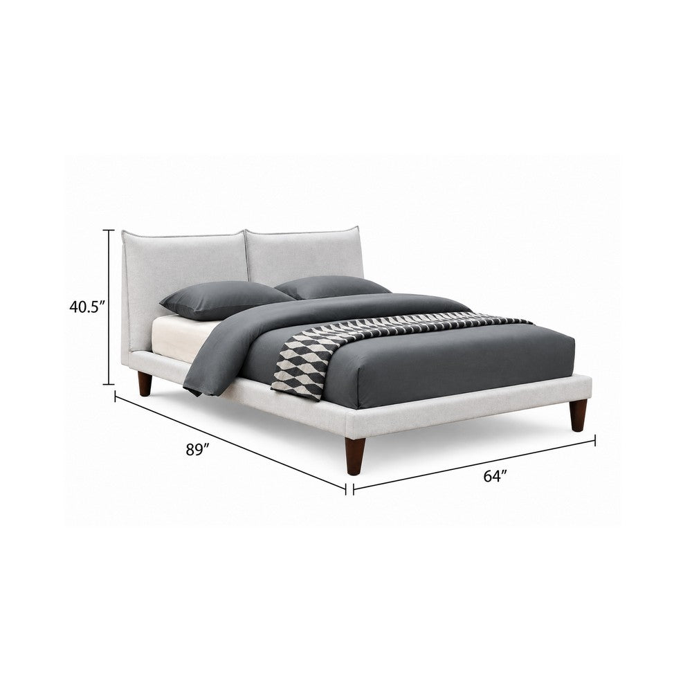 Veru Full Size Bed | Light Gray Chenille Upholstery | Pillow Top Headboard