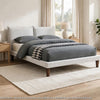 Veru Queen Size Bed | Light Gray Chenille Upholstery | Pillow Top Headboard