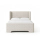 Verna Queen Size Bed | Shelter Headboard | Taupe Chenille Upholstery