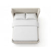 Verna Queen Size Bed | Shelter Headboard | Taupe Chenille Upholstery