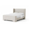 Verna Queen Size Bed | Shelter Headboard | Taupe Chenille Upholstery