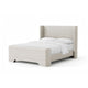 Verna Queen Size Bed | Shelter Headboard | Taupe Chenille Upholstery
