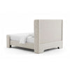 Verna Queen Size Bed | Shelter Headboard | Taupe Chenille Upholstery