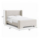 Verna Queen Size Bed | Shelter Headboard | Taupe Chenille Upholstery