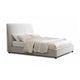 Ena Full Size Bed | Oak Upholstery with Brown Contrast Welt | Low Profile