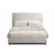 Ena Queen Size Bed | Oak Upholstery with Brown Contrast Welt | Low Profile