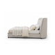 Ena Queen Size Bed | Oak Upholstery with Brown Contrast Welt | Low Profile