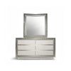 Vino 5pc Queen Bedroom Set w 2 Nighstands | LED Headboard and Mirror | Gray