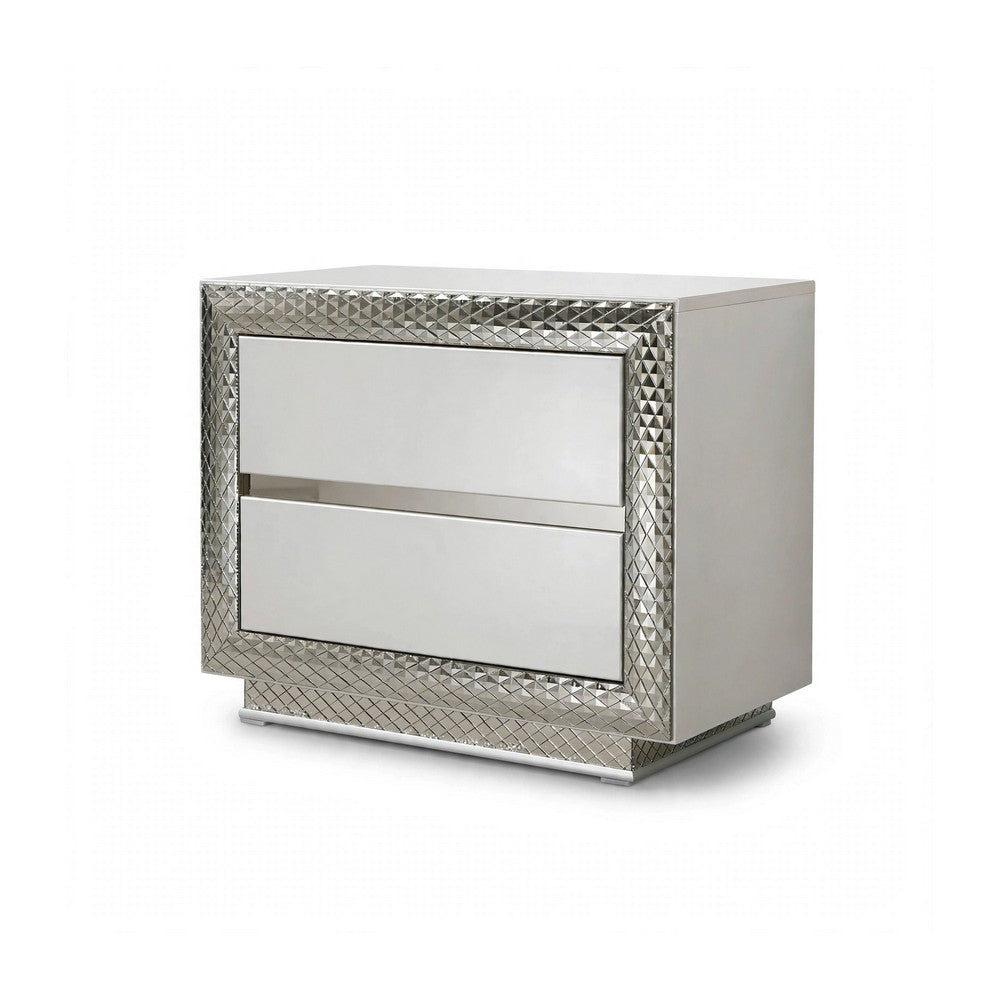 Vino 5pc Queen Bedroom Set w 2 Nighstands | LED Headboard and Mirror | Gray