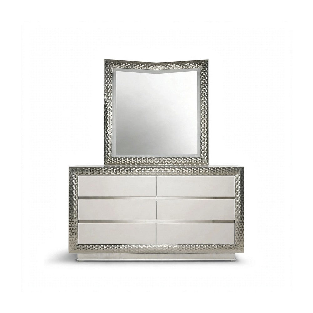 Vino 5pc Queen Bedroom Set | LED Headboard and Mirror | Metallic Gray