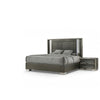 Levi 4pc Queen Bedroom Set | LED Headboard and Mirror | Leaf Molding | Gray