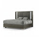 Levi 5pc Queen Bedroom Set w 2 Nighstands | LED Mirror | Leaf Molding | Gray