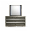 Levi 5pc Queen Bedroom Set w 2 Nighstands | LED Mirror | Leaf Molding | Gray