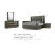 Levi 5pc Queen Bedroom Set w 2 Nighstands | LED Mirror | Leaf Molding | Gray