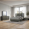 Levi 5pc Queen Bedroom Set w 2 Nighstands | LED Mirror | Leaf Molding | Gray