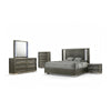 Levi 5pc Queen Bedroom Set | LED Headboard and Mirror | Leaf Molding | Gray