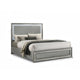 Cyl King Bed | LED Headboard | Scale Molding Trim in Silver | Metallic Gray