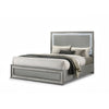 Cyl King Bed | LED Headboard | Scale Molding Trim in Silver | Metallic Gray
