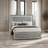 Cyl King Bed | LED Headboard | Scale Molding Trim in Silver | Metallic Gray