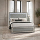 Cyl King Bed | LED Headboard | Scale Molding Trim in Silver | Metallic Gray