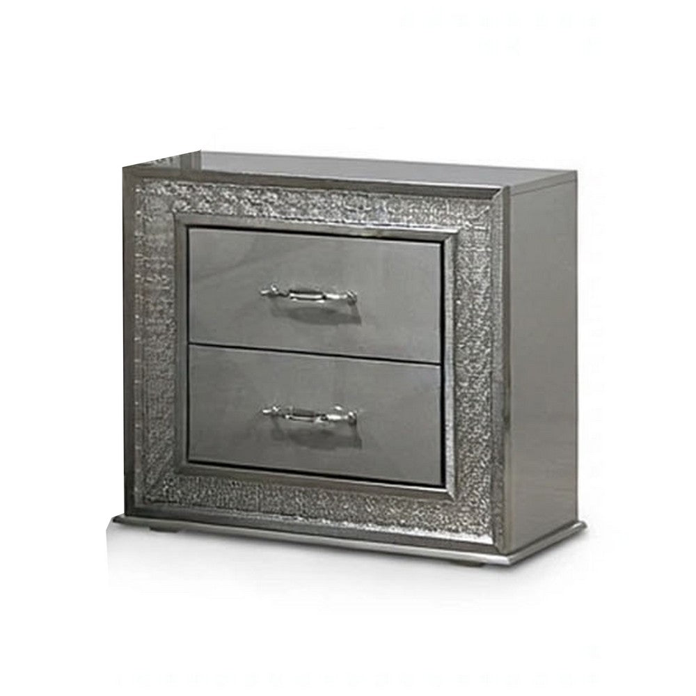 Cyl 5pc Queen Bedroom Set w 2 Nighstands | LED Headboard | Metallic Gray