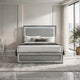 Cyl Queen Bed | LED Headboard | Scale Molding Trim in Silver | Metallic Gray