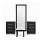 Ashen 4pc Vanity Set w LED Mirror | Storage Stool w Foam Cushion | Black
