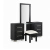 Ashen 4pc Vanity Set w LED Mirror | Storage Stool w Foam Cushion | Black