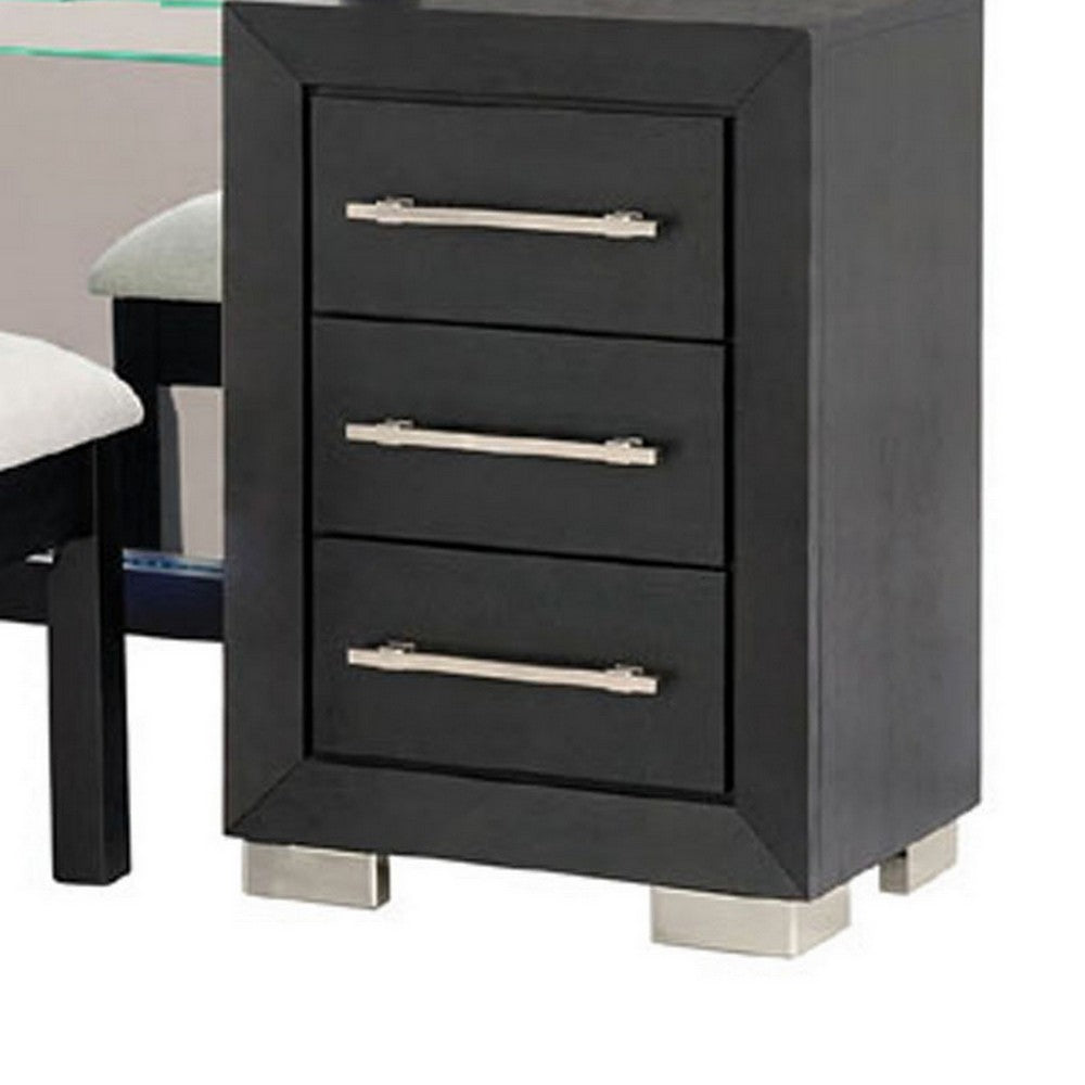 Ashen 4pc Vanity Set w LED Mirror | Storage Stool w Foam Cushion | Black
