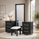 Ashen 4pc Vanity Set w LED Mirror | Storage Stool w Foam Cushion | Black