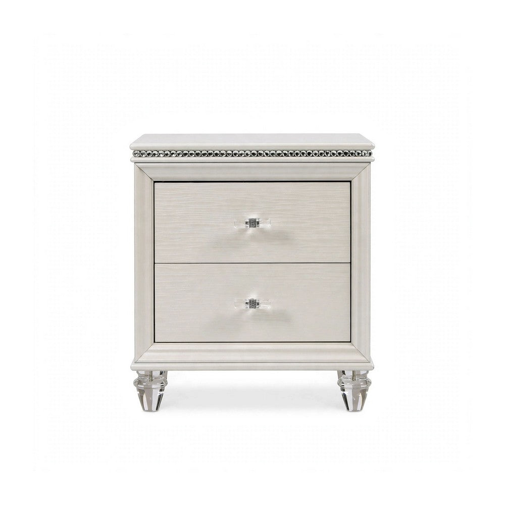 Jisoo 4pc Full Bedroom Set | LED Headboard, Dresser, Mirror | Pearl White