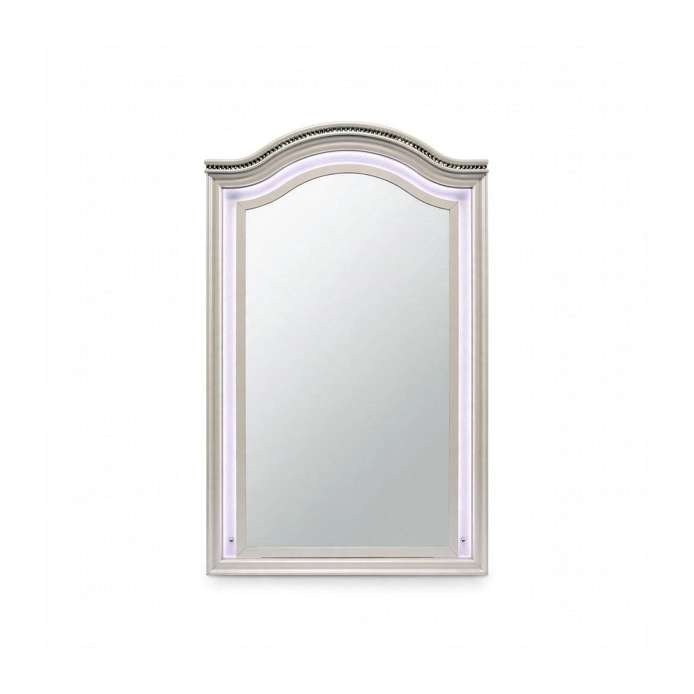 Jisoo 4pc Full Bedroom Set | LED Headboard, Dresser, Mirror | Pearl White
