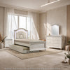 Jisoo 4pc Full Bedroom Set w Trundle | LED Headboard | Pearl White