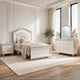 Jisoo 4pc Twin Bedroom Set | LED Headboard, Dresser, Mirror | Pearl White
