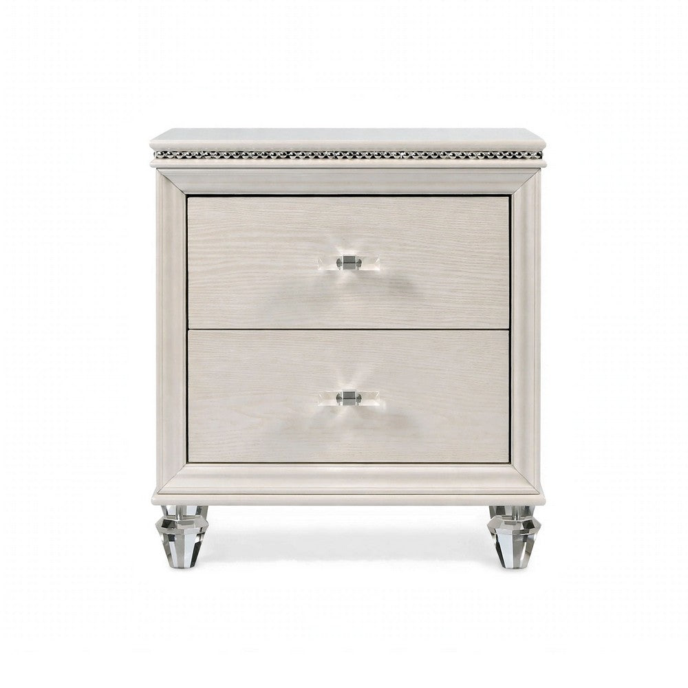 Jisoo 4pc Twin Bedroom Set w Trundle | LED Headboard | Pearl White