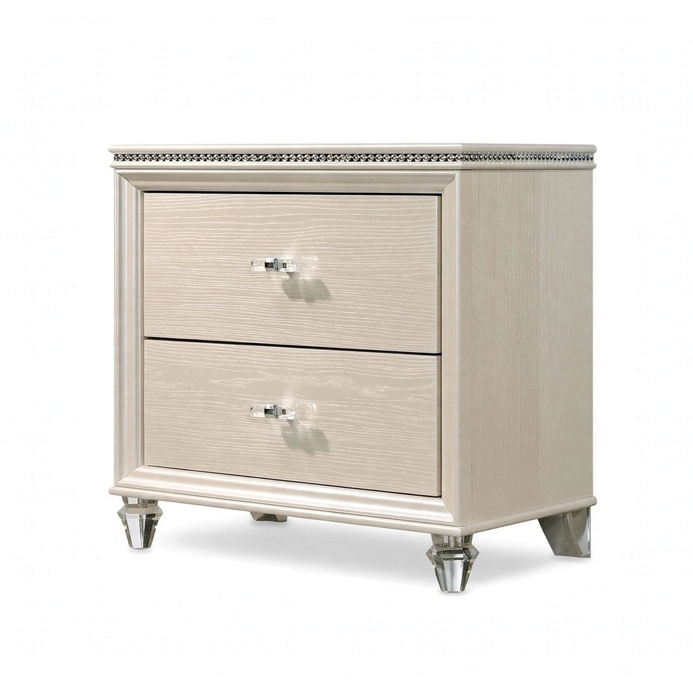 Jisoo 4pc Twin Bedroom Set w Trundle | LED Headboard | Pearl White